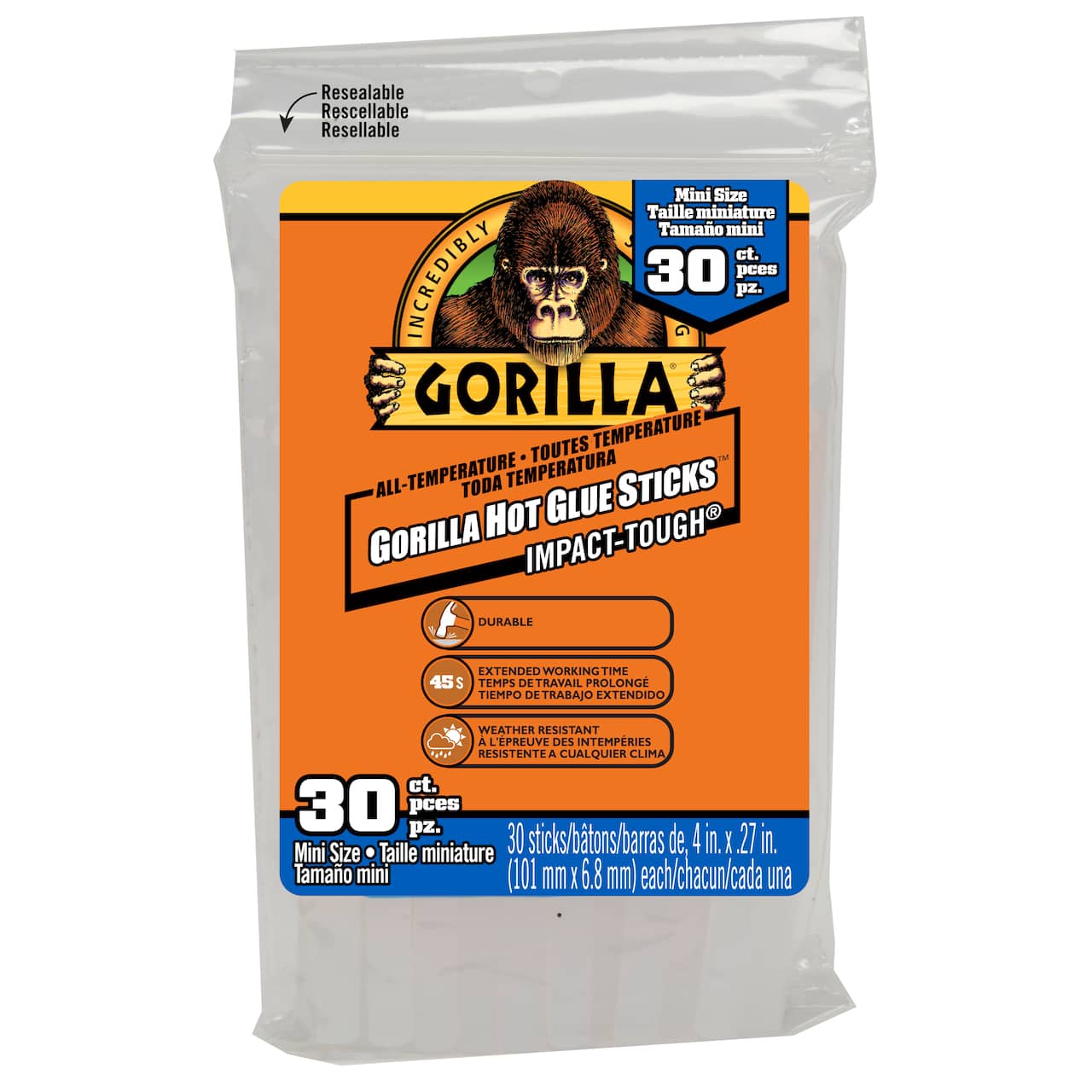 12 Packs: 30 ct. (360 total) Gorilla&#xAE; 4&#x22; Hot Glue Sticks